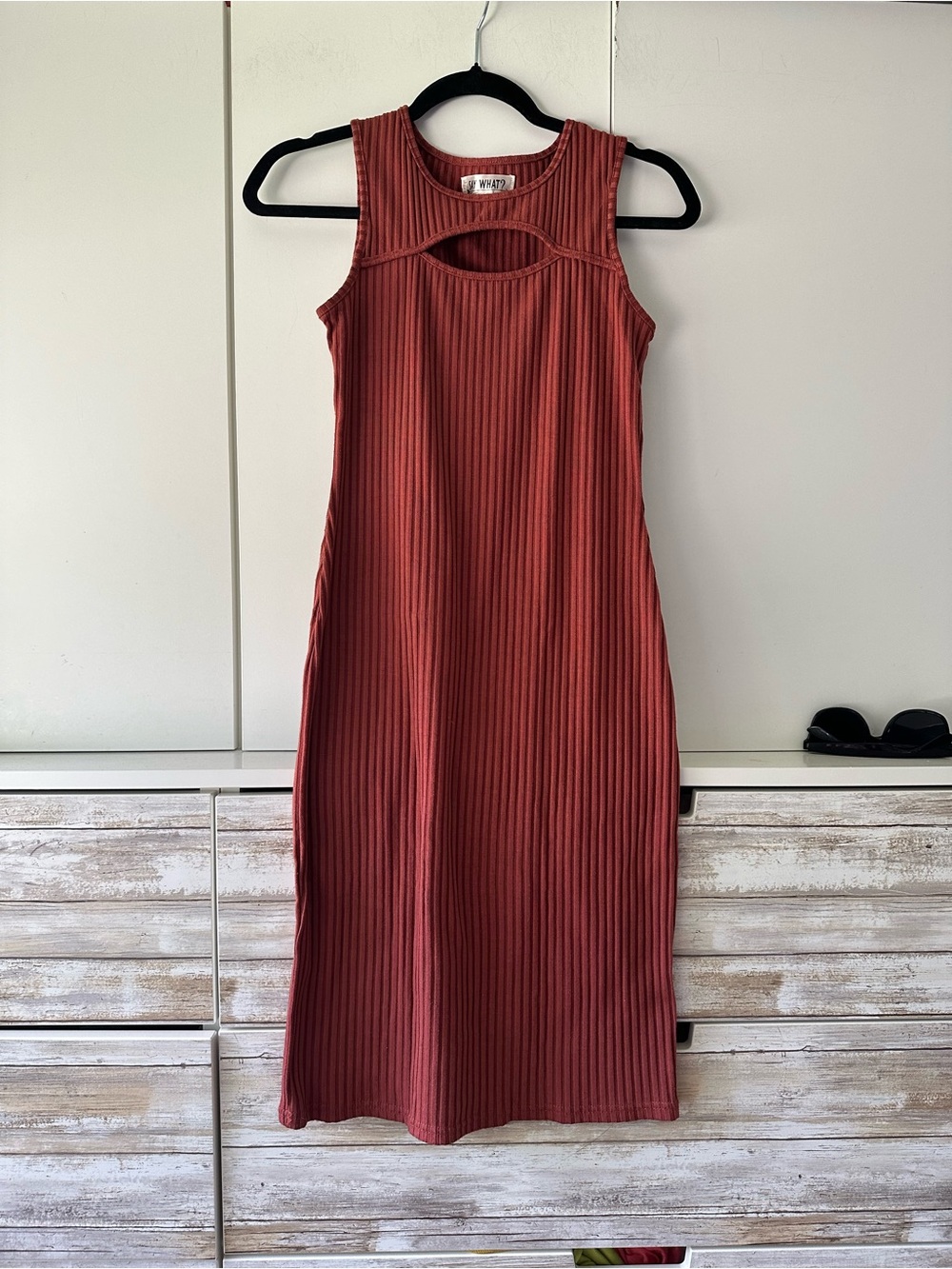🧡✨ Say What? Ribbed Cutout Midi Dress Size M